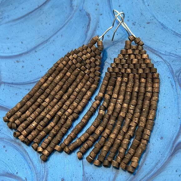 brown dangle earrings  - Picture 1 of 2